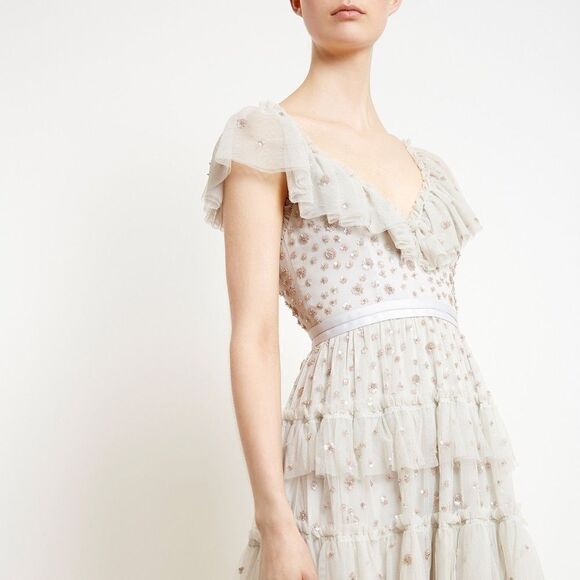 NEEDLE & THREAD
Sunburst Tiered Dress In Bleached Blue - Picture 7 of 11